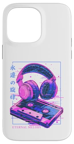 Hülle für iPhone 14 Pro Max Eternal Melody Kopfhörer Casette Japanische Retro Musik Liebhaber von 80's Glitch Vaporwave Aesthetic Music Design