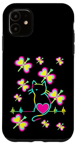 Gefühle Frühling Herzschlag Katze Katzen Retro Kind Vintage Hülle für iPhone 11 Gefühle Frühling Herzschlag Katze Katzen Retro Kind Vintage Hülle für iPhone 11 von 80er 90er Katzen Retro Katze Vintage