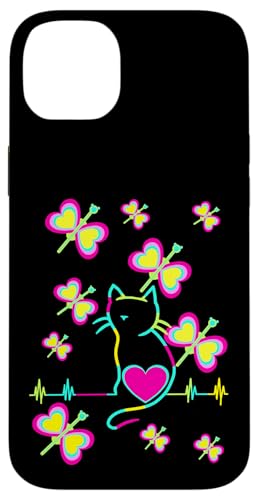 Gefühle Frühling Herzschlag Katze Katzen Retro Kind Vintage Hülle für iPhone 14 Plus Gefühle Frühling Herzschlag Katze Katzen Retro Kind Vintage Hülle für iPhone 14 Plus von 80er 90er Katzen Retro Katze Vintage