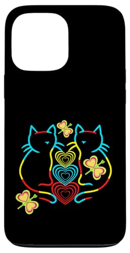 Herz Retro Katzen Katze Herzen Valentin Kinder Kind Kätzchen Hülle für iPhone 13 Pro Max Herz Retro Katzen Katze Herzen Valentin Kinder Kind Kätzchen Hülle für iPhone 13 Pro Max von 80er 90er Katzen Retro Katze Vintage