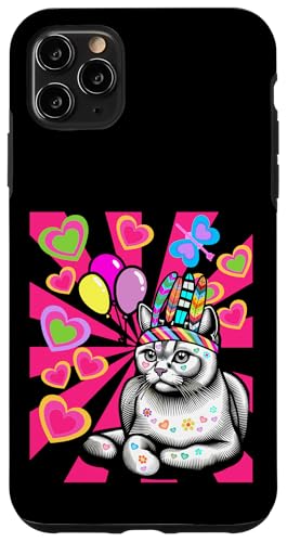 Hippie Katze Katzen Geburtstag Retro Kinder Kind Mädchen Hülle für iPhone 11 Pro Max Hippie Katze Katzen Geburtstag Retro Kinder Kind Mädchen Hülle für iPhone 11 Pro Max von 80er 90er Katzen Retro Katze Vintage