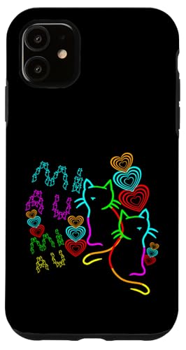 Hippie Reto Katzen Katze Kinder Mädchen Jungen Herzen 80er Hülle für iPhone 11 Hippie Reto Katzen Katze Kinder Mädchen Jungen Herzen 80er Hülle für iPhone 11 von 80er 90er Katzen Retro Katze Vintage