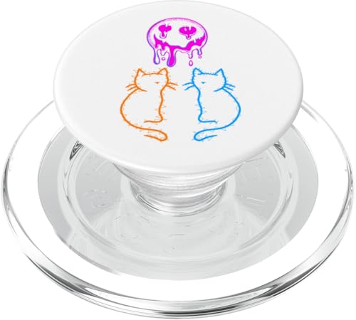 Katzen Sonnenuntergang Katze 80er 90er Retro Kind Kinder PopSockets PopGrip für MagSafe von 80er 90er Katzen Retro Katze Vintage