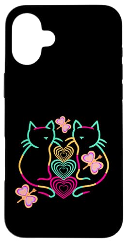 Retro Frühling Sommer Katzen Katze Herzen Schmetterling 80er Hülle für iPhone 16 Plus Retro Frühling Sommer Katzen Katze Herzen Schmetterling 80er Hülle für iPhone 16 Plus von 80er 90er Katzen Retro Katze Vintage