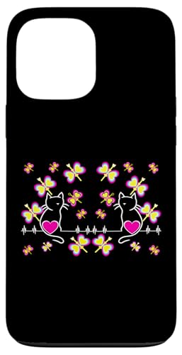 Retro Frühling Valentin Katzen Katze Herzschlag Herz Herzen Hülle für iPhone 13 Pro Max Retro Frühling Valentin Katzen Katze Herzschlag Herz Herzen Hülle für iPhone 13 Pro Max von 80er 90er Katzen Retro Katze Vintage