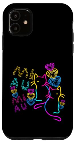 Retro Herz Katzen Katze 80er90er Kinder Kind Mädchen Jungen Hülle für iPhone 11 Retro Herz Katzen Katze 80er90er Kinder Kind Mädchen Jungen Hülle für iPhone 11 von 80er 90er Katzen Retro Katze Vintage