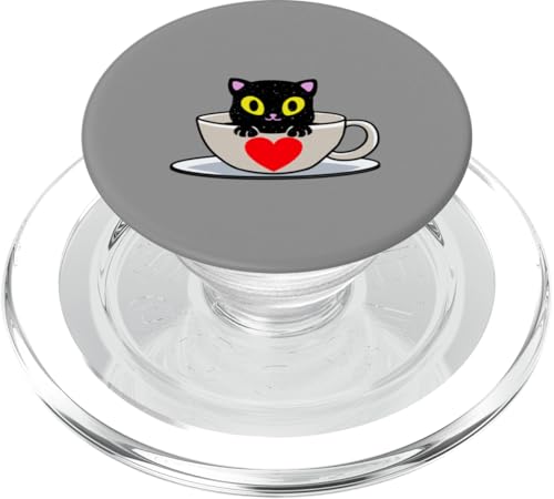 Retro Katze 80er 90er Katzen Kaffeetasse Kätzchen Koffein PopSockets PopGrip für MagSafe von 80er 90er Katzen Retro Katze Vintage