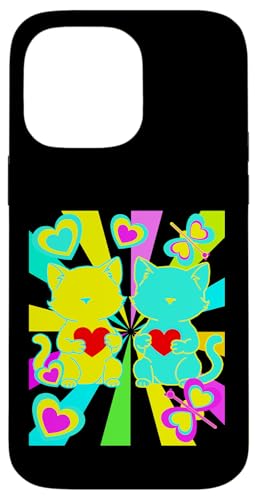 Retro Katzen Katze Kinder Kind Herz Valentin Schmetterlinge Hülle für iPhone 14 Pro Max Retro Katzen Katze Kinder Kind Herz Valentin Schmetterlinge Hülle für iPhone 14 Pro Max von 80er 90er Katzen Retro Katze Vintage