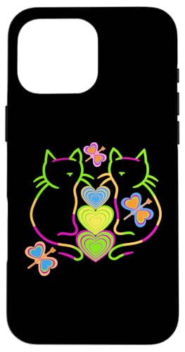 Sommer Katzen Kinder Kind Retro Sommerzeit 80er Herz Katze Hülle für iPhone 16 Pro Max Sommer Katzen Kinder Kind Retro Sommerzeit 80er Herz Katze Hülle für iPhone 16 Pro Max von 80er 90er Katzen Retro Katze Vintage