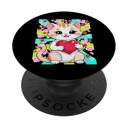 Sommer Kind Retro Katze Herz Katzen Sommerzeit 80er Kinder PopSockets Klebender PopGrip Sommer Kind Retro Katze Herz Katzen Sommerzeit 80er Kinder PopSockets Klebender PopGrip von 80er 90er Katzen Retro Katze Vintage