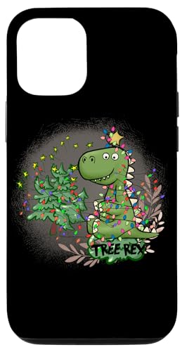 Hülle für iPhone 12/12 Pro Tree Rex Christmas Dinosaurier Merry Rexmas Dino Lichterkette von A Blaze - Christmas and Happy Holidays Collection