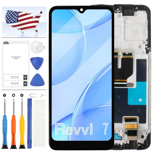 Ersatzdisplay für T-Mobile Revvl 7 5G Bildschirm Ersatz für T-Mobile Revvl 7 TMR075G LCD Display Touchscreen Digitizer Montage 6,6 Zoll Reparaturteile Kits mit Werkzeug (Schwarz mit Rahmen) von A-MIND