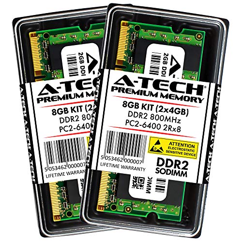 8GB KIT (2 x 4GB) für Dell Inspiron 14 1440 1545 1546 1750 Zino HD (400) SO-DIMM DDR2 NON-ECC PC2-6400 800MHz RAM-Speicher Original A-Tech Marke von A-Tech