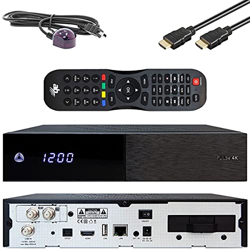 AB Pulse 4K UHD Sat Receiver (2X DVB-S2X Sat, Linux E2, PVR, H.265, HDR10, Ultra HD 2160p, 2 GB RAM & 8 GB Flash, USB 2.0, HDMI, CI, CA-Kartenleser, MicroSD-Slot, LAN, schwarz, 1TB) von AB Cryptobox