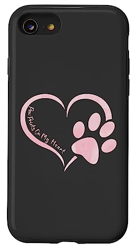 Hülle für iPhone SE (2020) / 7 / 8 Rosa Aquarell Hund Pfotenabdruck Herz Hunde Zitate Frauen Mädchen von ABADONA Designs