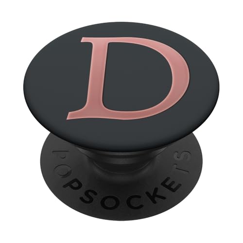 Hellrosa Anfangsbuchstabe D auf Dunkelgrau für Jungen und Mädchen PopSockets Klebender PopGrip von ABADONA Letters