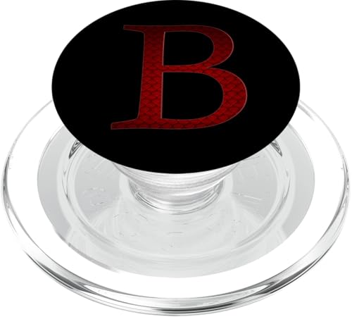 Roter Anfangsbuchstabe B Monogramm auf schwarzem Muster PopSockets PopGrip für MagSafe von ABADONA Letters