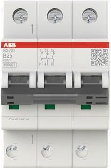 ABB Sicherungsautomat SX203-B25 Flexline B-Char.6kA 25A 3P (2CDS253003R0255) von ABB