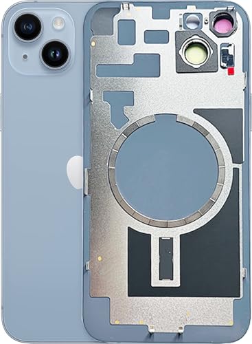 ABUSVEX Original Rückglas-Ersatz vorinstallierter Kamerarahmen für iPhone 14, wasserdichtes Klebeband + Reparatur 14 Werkzeuge (Blau) von ABUSVEX