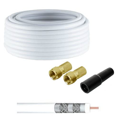 5m Sat Kabel 8mm F-Stecker Gold Gummitülle 135dB 5fach Kupfer Weiß 4k 8K Premium Qualität von AC-Sat-Corner