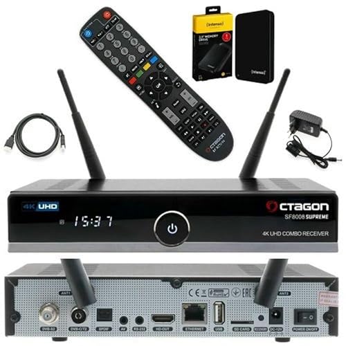 AC-Sat-Corner Octagon SF8008 Supreme UHD 4K PVR H.265 E2 Linux Dual WiFi DVB-S2X & T2C Combo Receiver inkl. 1TB USB Festplatte von AC-Sat-Corner