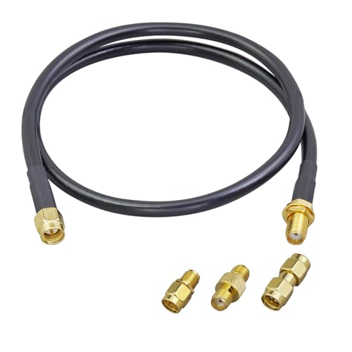 ACONRFTOL SMA Stecker zu SMA Buchse RG58 Koaxialkabel 0.5M+3 Stück SMA RF Koax Adapter Kit SMA zu SMA Kabel Stecker Geringer Verlust für WiFi SDR Geräte Antenne von ACONRFTOL