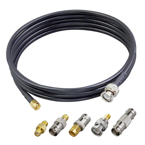 ACONRFTOL SMA zu BNC RG58 Koaxialkabel, SMA Stecker zu BNC Stecker Koaxialkabel 2 Meter mit 5 SMA auf BNC Adapter, SMA männlich zu BNC männlich Kabel für Funk, Video, LAN, WiFi, GPS, Antenne von ACONRFTOL