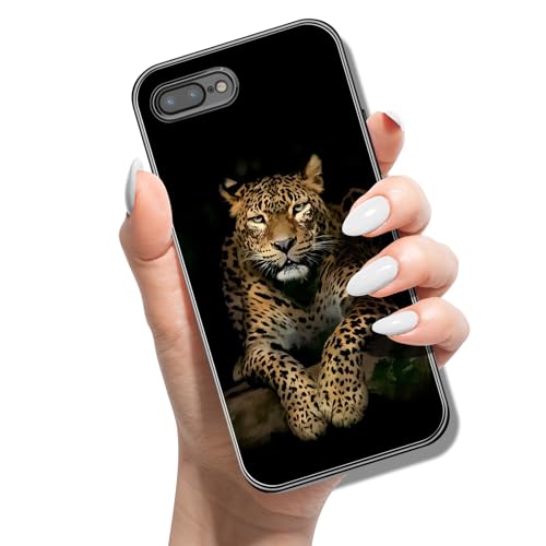 Silikon Hülle für iPhone 8 Plus / 7 Plus 5.5 mit Muster Tierdruck TPU Stoßfest Cover Handyhülle Case für Frauen Mädchen Mann Jungen - Leopard von ACOVER