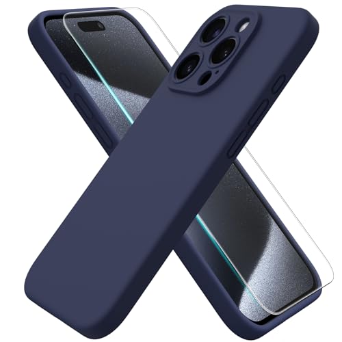 ACRONIX Hülle Kompatibel mit iPhone 15 Pro(6.1"),Liquid Silicone Case mit innem Soft Microfaser Tuch Futter,360° abgedeckte stoßfeste Handyhülle für iPhone 15 (Mitternachtsblau) von ACRONIX