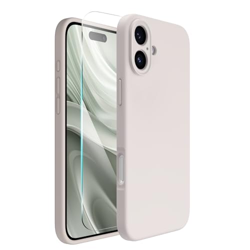 ACRONIX für iPhone 16 Hülle (6.1"), Hochwertige Silikon für iPhone 16 Handyhülle mit Kameraschutz und 1 Schutzfolien, 360° Rundumschutz, stoßfestes Mikrofaserfutter Case - Titan Natur von ACRONIX