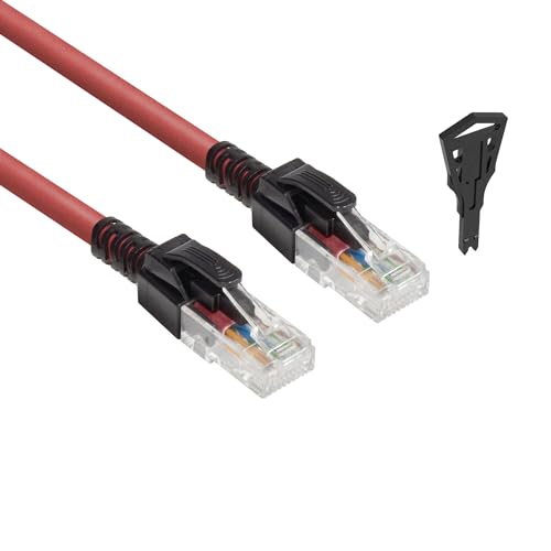 ACT Abschließbares CAT6A Ethernet Kabel, mit Schlössel, RJ45 Ethernet Netzwerk Patchkabel (U/UTP), LSZH Knickschutz, Rot, 1m – FB5501 von ACT