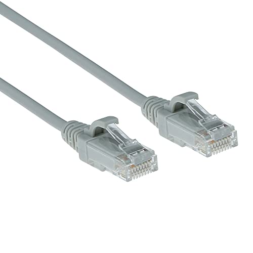 ACT CAT6 Netzwerkkabel, U/UTP LSZH LAN Kabel Dünn 3.8mm Slimline, Flexibles Snagless Ethernet Kabel mit RJ45 Stecker, für den Einsatz in Datenzentren, 0.25 Meter, Grau – DC9052 von ACT