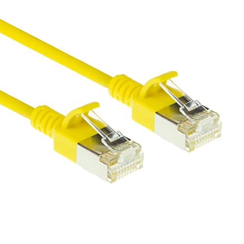 ACT CAT6a Netzwerkkabel, U/FTP LSZH LAN Kabel Dünn 3.8mm Slimline, Flexibles Snagless CAT 6a Kabel mit RJ45 Stecker, für den Einsatz in Datenzentren, 0.5 Meter, Gelb – DC7800 von ACT