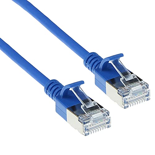 ACT CAT6a Netzwerkkabel, U/FTP LSZH LAN Kabel Dünn 3.8mm Slimline, Flexibles Snagless CAT 6a Kabel mit RJ45 Stecker, für den Einsatz in Datenzentren, 1 Meter, Blau – DC7601 von ACT