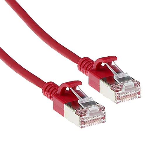 ACT CAT6a Netzwerkkabel, U/FTP LSZH LAN Kabel Dünn 3.8mm Slimline, Flexibles Snagless CAT 6a Kabel mit RJ45 Stecker, für den Einsatz in Datenzentren, 3 Meter, Rot – DC7503 von ACT