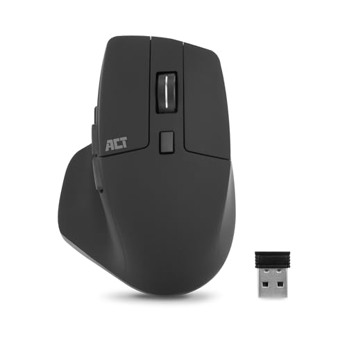 ACT Maus Kabellos Leise Silent Click, 2.4Ghz USB Dongle, Kabellose Maus, 2400 DPI, 6 Tasten, Daumengriff – AC5151 von ACT