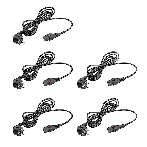 C13 IEC Lock NetzKabel 3 Meter, C13 Buchse nach CEE 7/7 Stecker abgewinkelt, 10A 250V, Multi-Pack 5 Stück - AK5324 von ACT