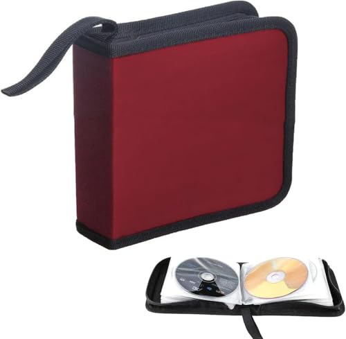 ACTIUSIS CD Tasche, für 40 Discs, CD Aufbewahrungstasche für Auto und Zuhause,Rot CD DVD Discs Aufbewahrungstasche von ACTIUSIS