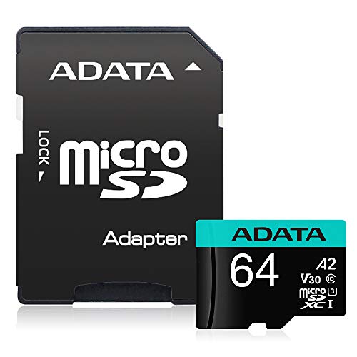 ADATA Premier Pro 64GB microSDXC/SDHC UHS-I U3 Class 10(V30S) Speicherkarte, schwarz von ADATA