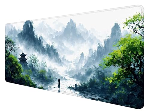 Mauspad XXL, 1000x500mm Gaming Mauspad Berg, XXL Mousepad Groß mit rutschfeste Gummibasis, Mauspad Landschaft Wasserdicht & rutschfest, Großer Erweiterter Schreibtischunterlage für Home Office E-9 von ADCCAT