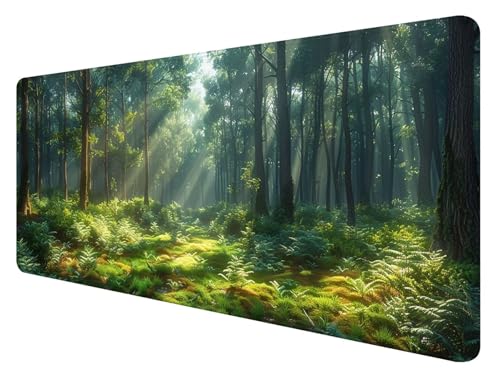 Mauspad XXL, 800x400mm Gaming Mauspad Wald, XXL Mousepad Groß mit rutschfeste Gummibasis, Mauspad Baum Wasserdicht & rutschfest, Großer Erweiterter Schreibtischunterlage für Home Office Dekor S-6 von ADCCAT