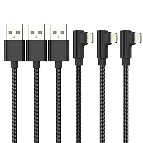 ADILIFT 30cm iPhone Lightning Kabel Kurz [MFi Zertifiziert] 3Stück 0.3m Lightning auf USB Ladekabel 90 Grad Winkel Stecker iPhone Nylon Schnellladekabel für iPhone 11 Pro Max Xs X XR 8 7 6s 6 plus SE von ADILIFT