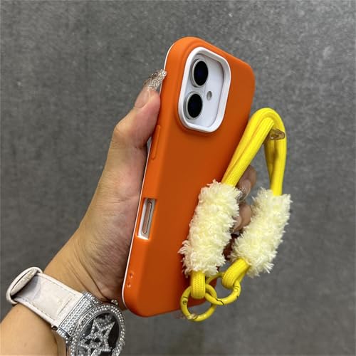 ADKOT 3-in-1-Hybrid-Stoßfänger mit Handschlaufe, Handyhülle für iPhone 15 11 12 13 14 16 Pro Max Plus X XS XR, Handschlaufenabdeckung, orange, für iPhone 13 von ADKOT