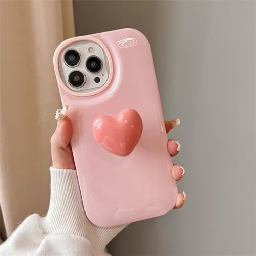 ADKOT Candy Color Love Heart Stand Handyhülle für iPhone 14 13 12 11 Pro Max 14Plus XR XS X 7 8 Plus Bumper Cover, Pink, für iPhone 12 von ADKOT
