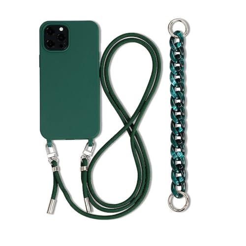 ADKOT Crossbody Lanyard Halskette Marmorkette Weiche Handyhülle für iPhone 14 13 12 Pro Max XR X XS Max 7 8 Plus SE3 14Max Luxus, grün, für iPhone 13 von ADKOT