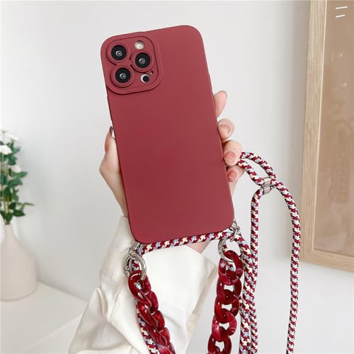 ADKOT Crossbody Lanyard Soft Case für iPhone 14 13 12 Pro Max 11 XR X XS Max 7 8 Plus SE Armband Kettenlinse Schutzhülle aus Silikon, D, für iPhone 14ProMax von ADKOT