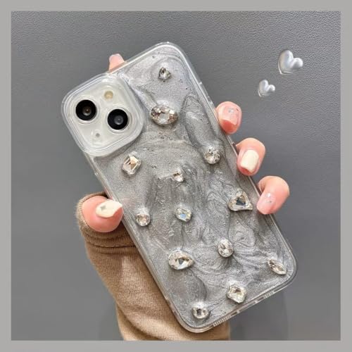 ADKOT Crystal Love Hearts Diamond Handyhülle für iPhone 11 12 13 14 Pro Max 7 8 14 Plus TPU Weiche transparente Silikon-Rückseite, 2, für iPhone 13Pro Max von ADKOT