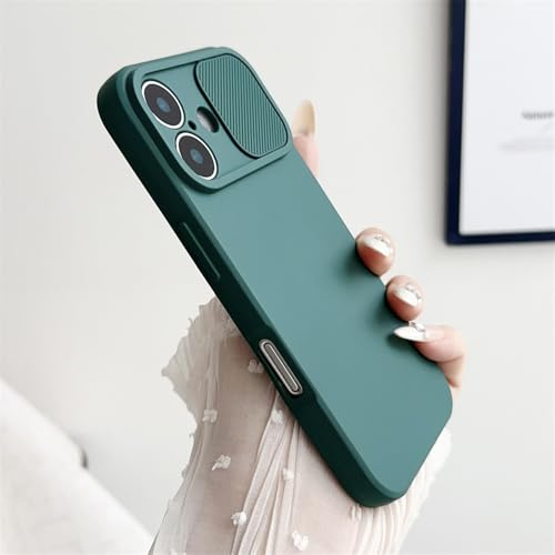 ADKOT Slide Camera Lens Protection Weiche Silikonhülle für iPhone 15 14 Plus 13 12 11 Pro X XS XR Max 8 7 SE Bumper Cover, Dunkelgrün, für iPhone 12 Pro von ADKOT