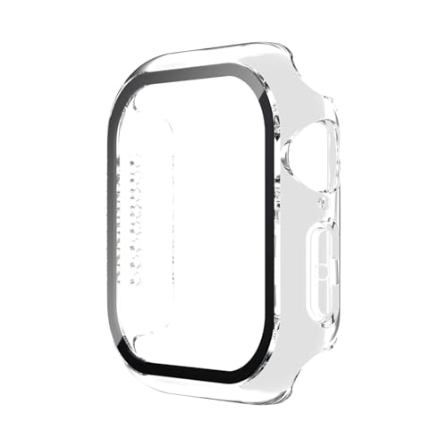 ADUSFRE Schutzhülle aus gehärtetem Glas für die iWatch Serie Ultra 1/2 (49 mm), eingebauter HD-Displayschutz, kompatibel mit Apple Watch Ultra 1 Ultra 2 (49 mm), transparent, ultradünn, Härtegrad 9H von ADUSFRE