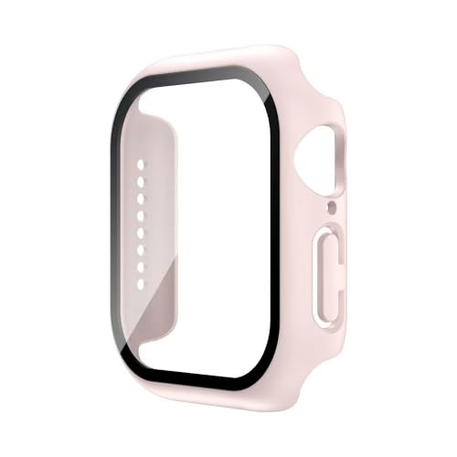 ADUSFRE Schutzhülle aus gehärtetem Glas für iWatch Serie 4/5/6/SE (40 mm), eingebauter HD-Displayschutz, kompatibel mit Apple Watch S4, S5, S6 SE (40 mm), Rosa, ultradünn, Härtegrad 9H (1 Stück) von ADUSFRE